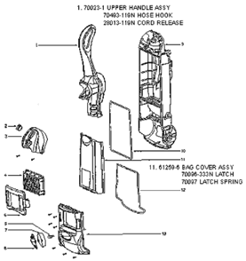 Page B Diagram and Parts List for 4874AT  Eureka Upright Vacuum