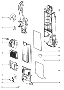 Page B Diagram and Parts List for 4875A  Eureka Upright Vacuum
