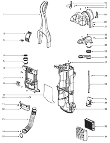 Page B Diagram and Parts List for 4880BT  Eureka Upright Vacuum