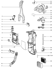 Page B Diagram and Parts List for 4885BT  Eureka Upright Vacuum