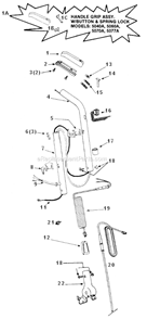 Handle_Assembly Diagram and Parts List for 5077B  Eureka Upright Vacuum