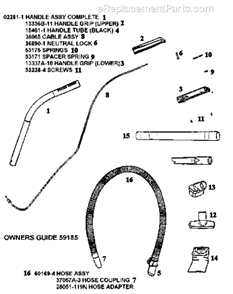 Page C Diagram and Parts List for 5180AT  Eureka Upright Vacuum