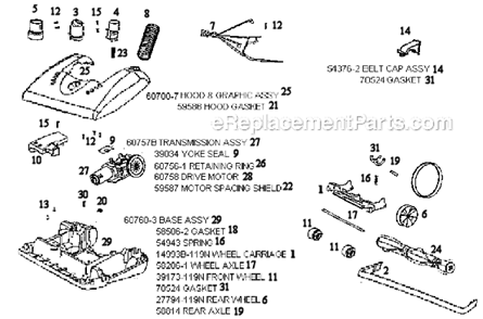 Part Location Diagram of 60760-3 Eureka Base Assy - Pkgd