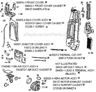 Part Location Diagram of 60974-1 Eureka Front Cover Assembly-Pack