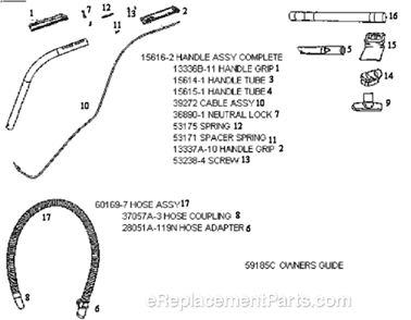 Part Location Diagram of 60169-7 Eureka Hose Assembly Cartoned