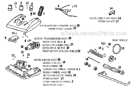 Page A Diagram and Parts List for 5187AT  Eureka Upright Vacuum