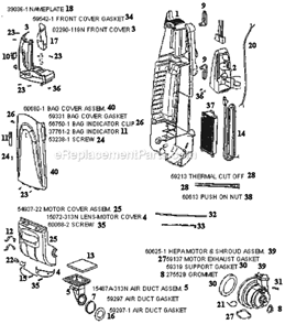 Page B Diagram and Parts List for 5188AT  Eureka Upright Vacuum