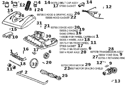 Page B Diagram and Parts List for 5190AT  Eureka Upright Vacuum