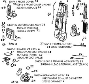 Page C Diagram and Parts List for 5190AT  Eureka Upright Vacuum