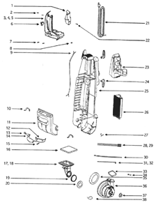 Page D Diagram and Parts List for 5195AT  Eureka Upright Vacuum