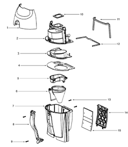 Page B Diagram and Parts List for 5197AT  Eureka Upright Vacuum