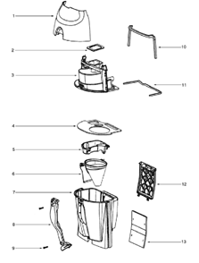 Page B Diagram and Parts List for 5197B  Eureka Upright Vacuum