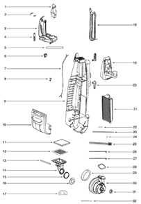 Page C Diagram and Parts List for 5197B  Eureka Upright Vacuum