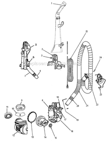 Page D Diagram and Parts List for 5401A  Eureka Upright Vacuum