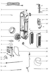 Page B Diagram and Parts List for 5740A  Eureka Upright Vacuum