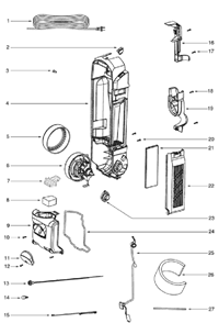 Part Location Diagram of 71765 Eureka Gasket - Lower Bag