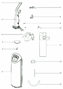 Page B Diagram and Parts List for 5812A  Eureka Upright Vacuum