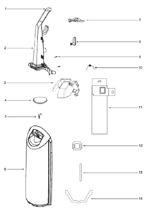 Page B Diagram and Parts List for 5815AV  Eureka Upright Vacuum