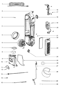 Page B Diagram and Parts List for 5841AS  Eureka Upright Vacuum