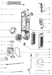 Page B Diagram and Parts List for 5843AZ  Eureka Upright Vacuum