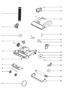 Page A Diagram and Parts List for 5844AV  Eureka Upright Vacuum