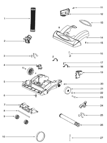 Page A Diagram and Parts List for 5847BV  Eureka Upright Vacuum