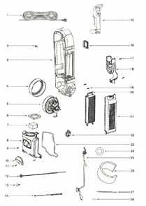 Page B Diagram and Parts List for 5853A  Eureka Upright Vacuum