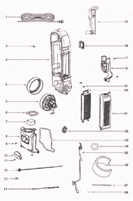 Page D Diagram and Parts List for 5855AN  Eureka Upright Vacuum