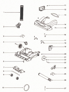 Page B Diagram and Parts List for 5855AZ  Eureka Upright Vacuum
