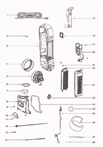 Page D Diagram and Parts List for 5855AZ  Eureka Upright Vacuum