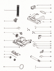 Page B Diagram and Parts List for 5855BZ  Eureka Upright Vacuum