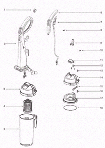 Page C Diagram and Parts List for 5855BZ  Eureka Upright Vacuum
