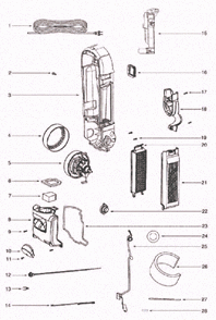 Page D Diagram and Parts List for 5855BZ  Eureka Upright Vacuum