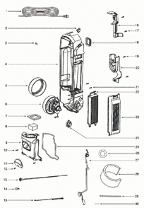 Page D Diagram and Parts List for 5856AV  Eureka Upright Vacuum