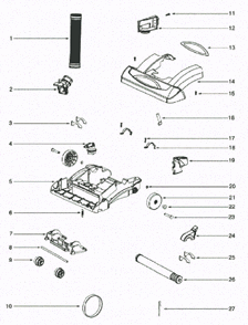 Page B Diagram and Parts List for 5856BVZ  Eureka Upright Vacuum