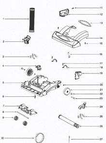 Page B Diagram and Parts List for 5856BV  Eureka Upright Vacuum