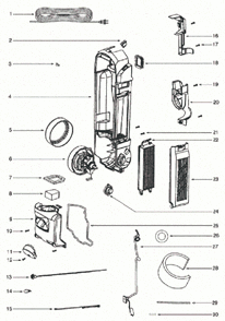 Page D Diagram and Parts List for 5856BV  Eureka Upright Vacuum