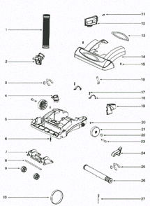 Page B Diagram and Parts List for 5856DVZE  Eureka Upright Vacuum