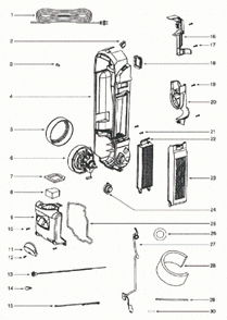 Page D Diagram and Parts List for 5856DVZE  Eureka Upright Vacuum