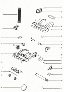 Page B Diagram and Parts List for 5857AZ  Eureka Upright Vacuum