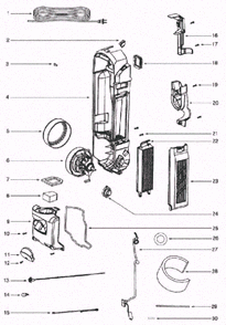 Page D Diagram and Parts List for 5857AZ  Eureka Upright Vacuum