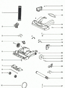 Page B Diagram and Parts List for 5859ASZ  Eureka Upright Vacuum