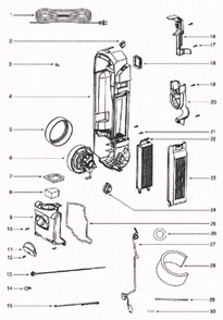 Page D Diagram and Parts List for 5859ASZ  Eureka Upright Vacuum