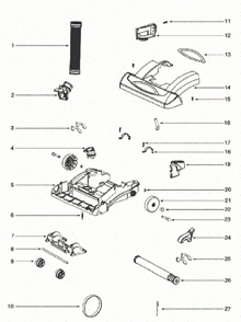 Page B Diagram and Parts List for 5860AVH-1  Eureka Upright Vacuum