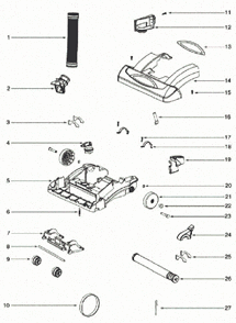 Page B Diagram and Parts List for 5860AVZ  Eureka Upright Vacuum