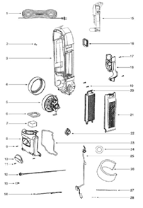 Page D Diagram and Parts List for 5860AVZ  Eureka Upright Vacuum