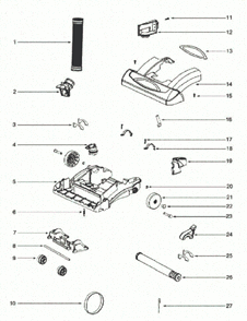 Page B Diagram and Parts List for 5860BVZ  Eureka Upright Vacuum
