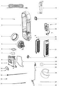 Page D Diagram and Parts List for 5860BVZ  Eureka Upright Vacuum