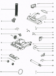 Page B Diagram and Parts List for 5863AVS  Eureka Upright Vacuum