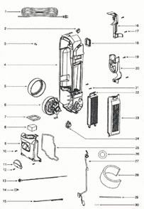 Page D Diagram and Parts List for 5863AVS  Eureka Upright Vacuum
